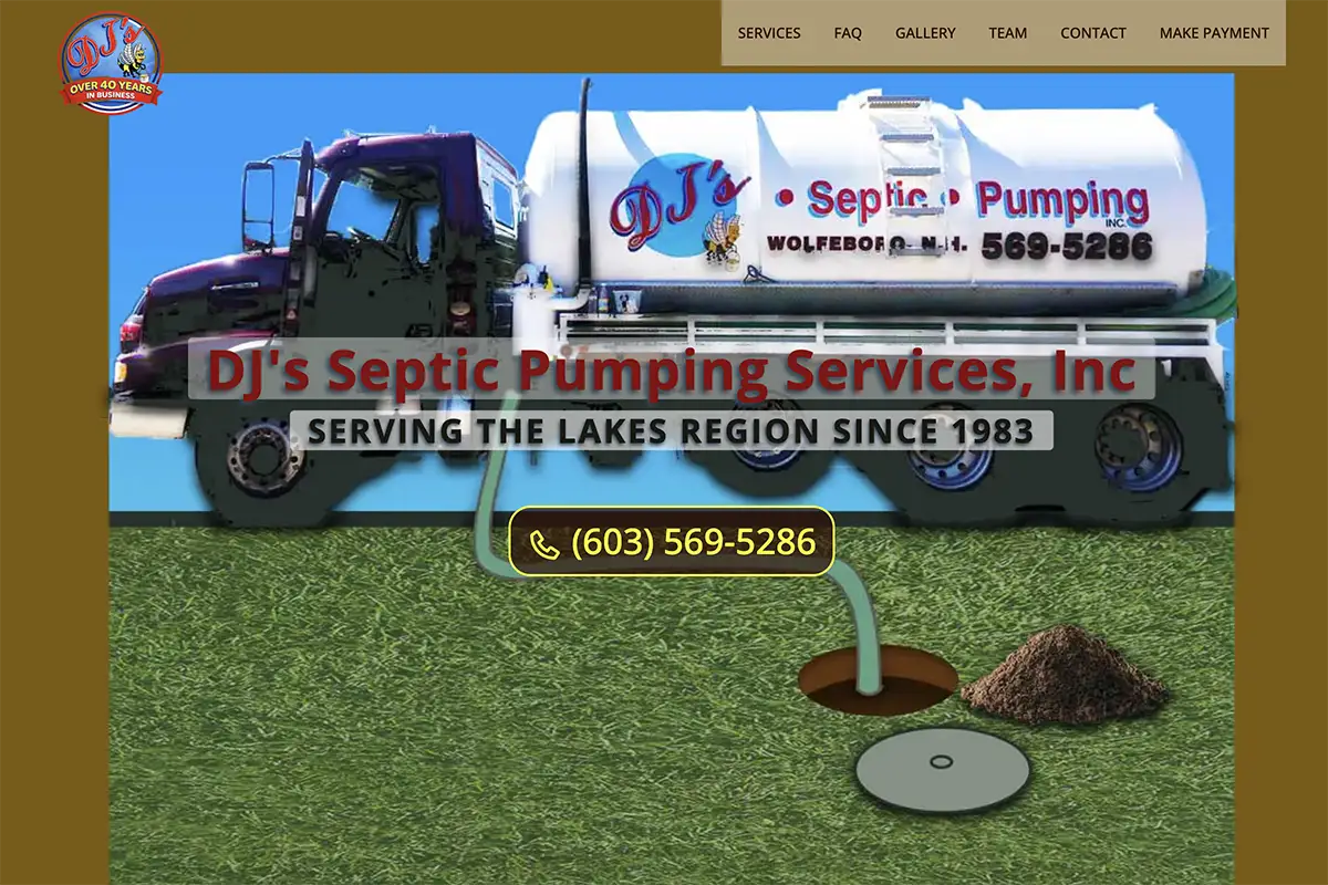 DJ's Septic Pumping website